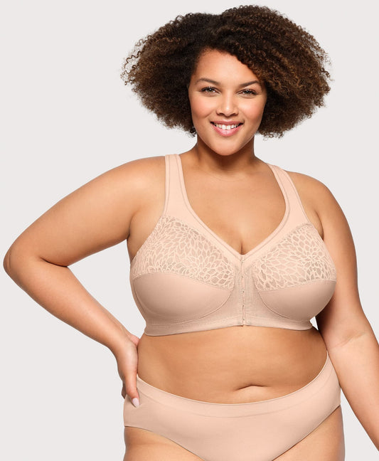 MagicLift Front-Closure Racerback Bra Cafe