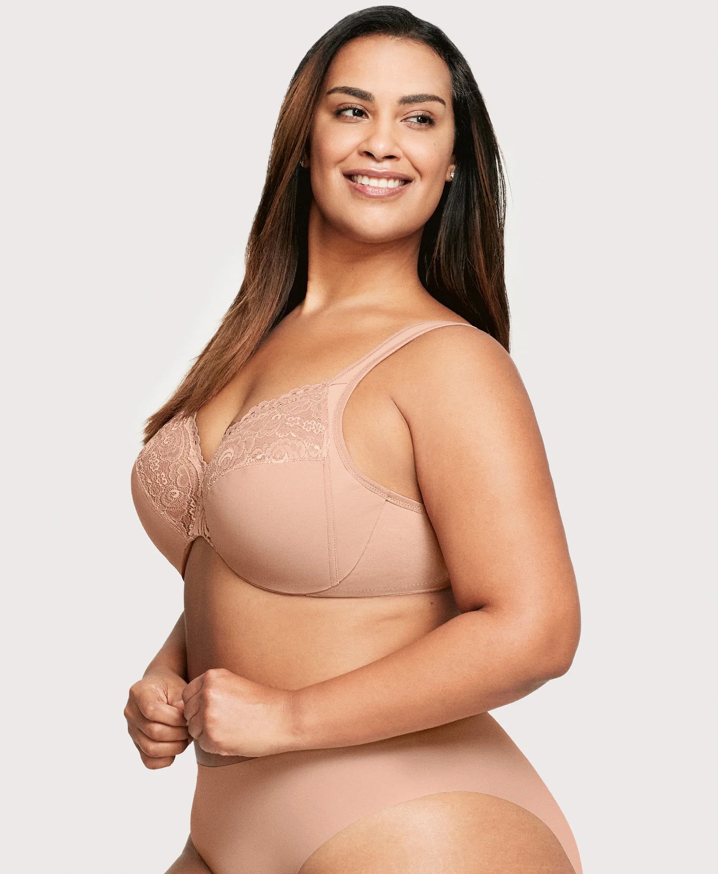 Low Cut WonderWire Lace Bra Cappuccino