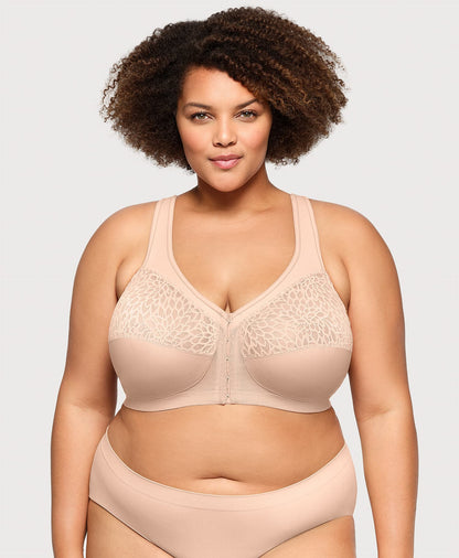 MagicLift Front-Closure Racerback Bra Cafe