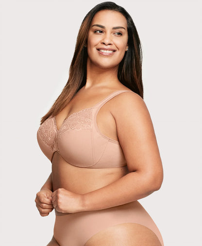 Low Cut WonderWire Lace Bra Cappuccino